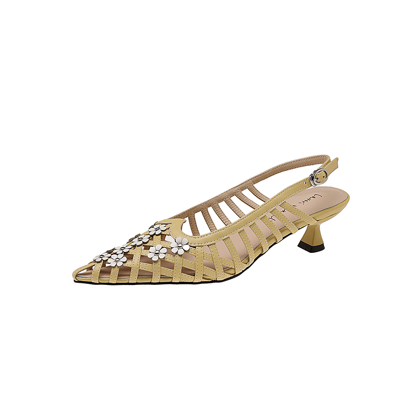 Women'S Shoes Kitten Heels - Echt leer schapenvacht bloem dames sandalen