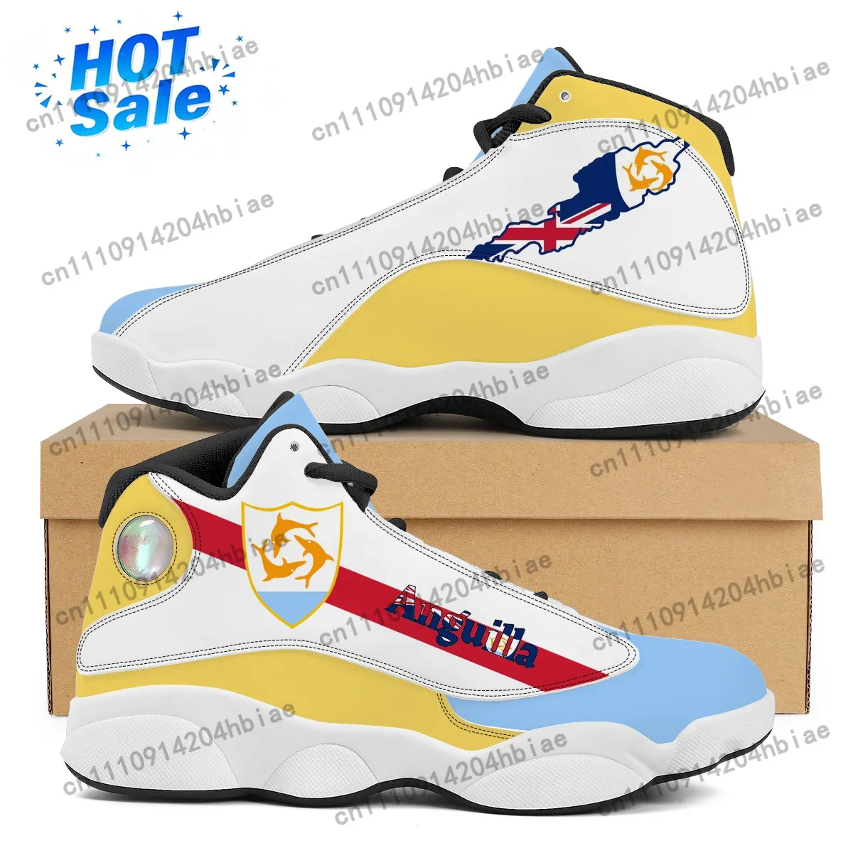 Women'S Shoes For Tennis - ANGUILLA Vlagprint Aangepaste coole basketbalsneakers voor