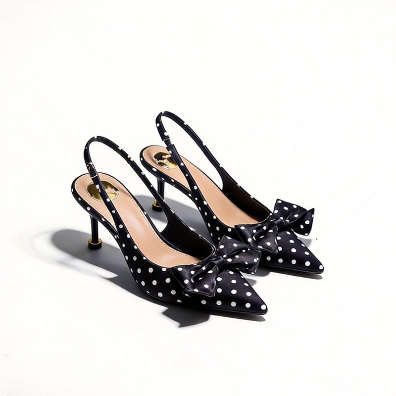 Women'S Shoes Kitten Heels - Vrouwen Polka Dot Hoge Hakken Sandalen