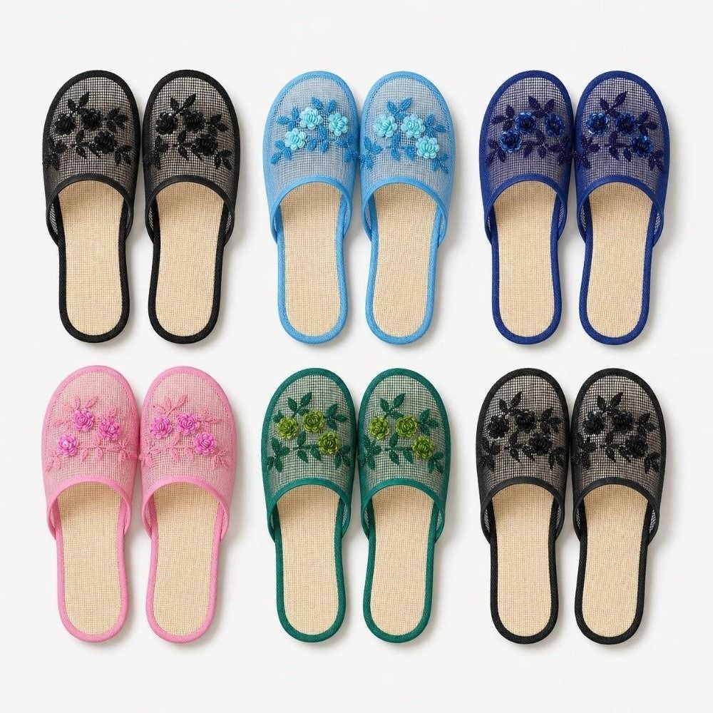 Women'S Shoes For Flat Feet - Casual bloemenborduurwerk mesh sandalen met zachte