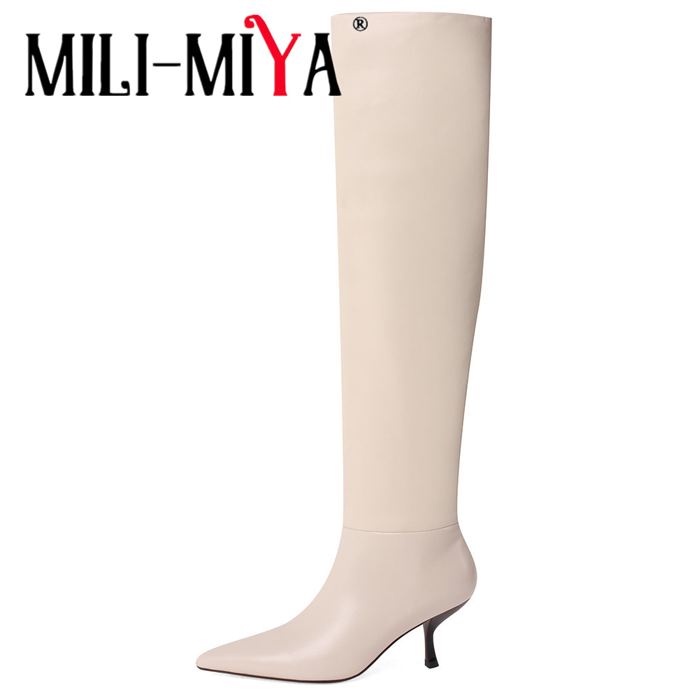 Wide Fit Heels - MILI-MIYA Dames Klassieke Stretch Microvezel Kniehoge