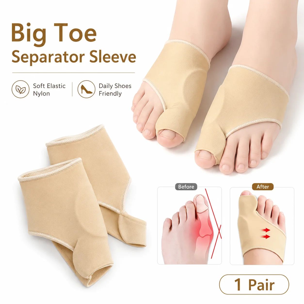 Women'S Shoes For Bunions - Grote teen scheidingshoes, bunionbeschermer, zacht elastisch